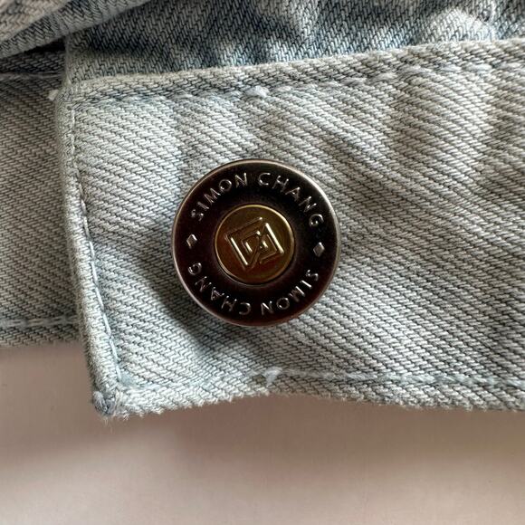 SIMON CHANG Size 6 Ombré Denim Jacket with Silver Metal Hardware - Picture 10 of 14